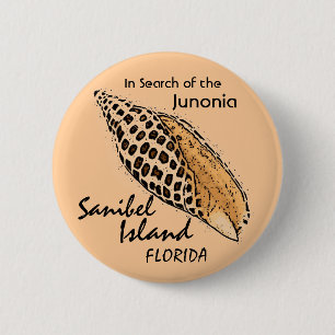 Macaron Rond 5 Cm Bouton d'humour d'île de Sanibel de coquille de