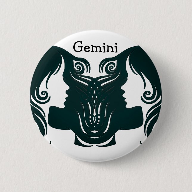 Macaron Rond 5 Cm Bouton diaphragme zodiaque Gemini Horoscope (Devant)