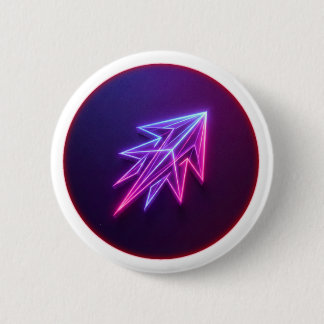Macaron Rond 5 Cm Bouton d'icône de fusée futuriste avec néon