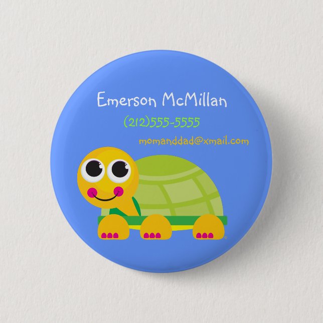 Macaron Rond 5 Cm Bouton d'identification de tortue (Devant)