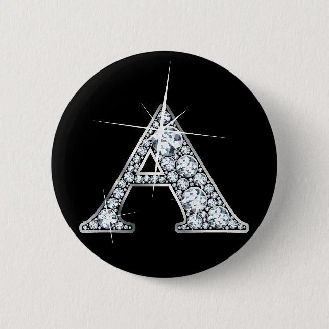 Macaron Rond 5 Cm Bouton d'impression à bille de diamant "A" (Devant)