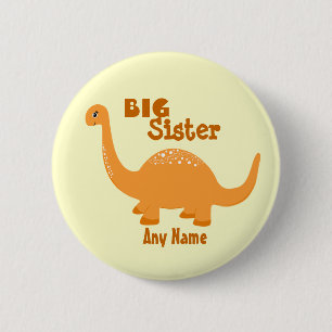 Macaron Rond 5 Cm Bouton d'impression Big Sister Dinosaur