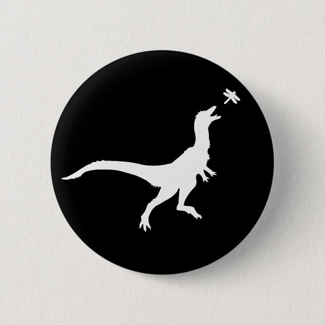 Macaron Rond 5 Cm Bouton Dinosaure et Libellule (Devant)