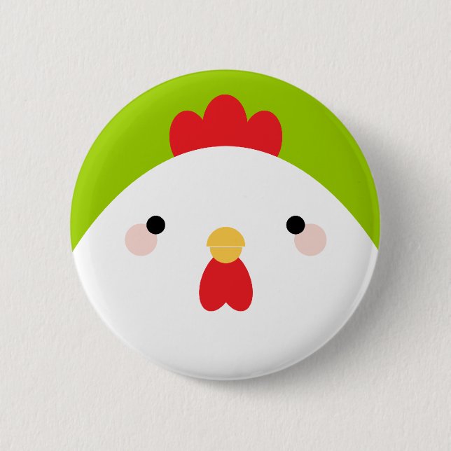Macaron Rond 5 Cm Bouton d'insigne de Pin de poulet de bande (Devant)