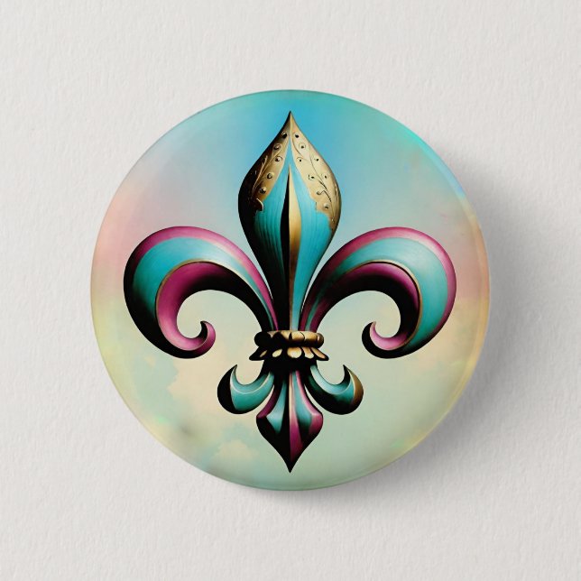Macaron Rond 5 Cm Bouton d'insigne Fleur de lis (Devant)