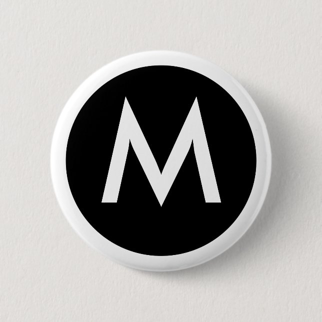 Macaron Rond 5 Cm Bouton d'insigne M Monogramme (Devant)