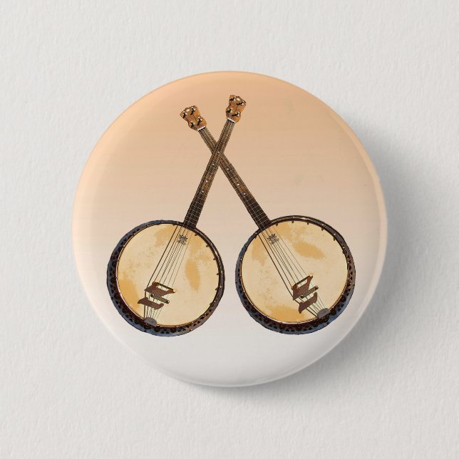 Macaron Rond 5 Cm Bouton d'instrument de musique de banjos (Devant)