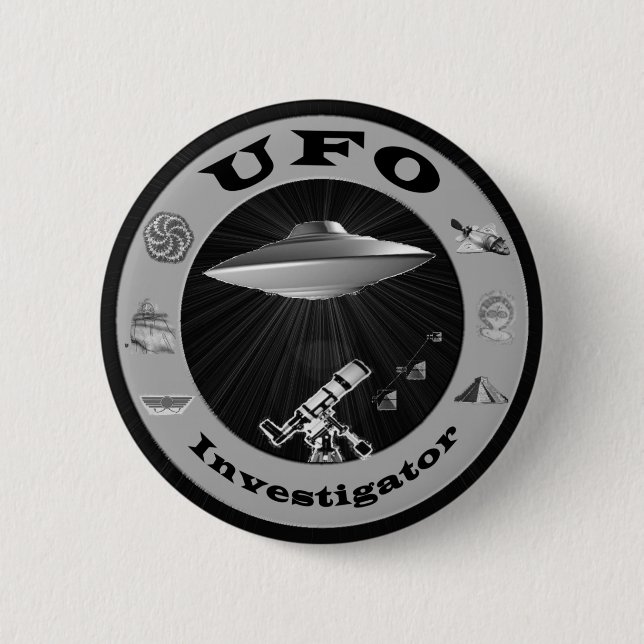 Macaron Rond 5 Cm Bouton d'investigateur d'UFO (Devant)