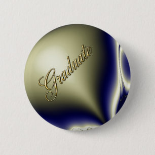 Macaron Rond 5 Cm Bouton Diplômé Fractale Bleu en Fleur