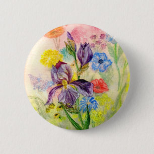Macaron Rond 5 Cm Bouton "d'iris pourpre"