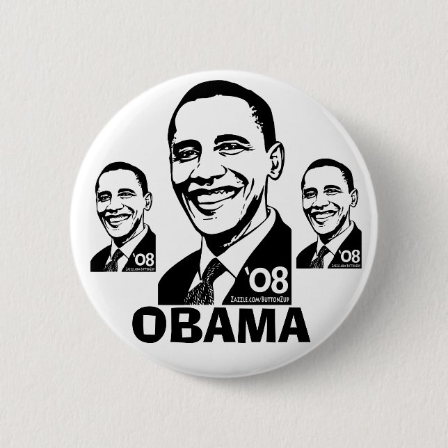Macaron Rond 5 Cm Bouton d'Obama '08 (Devant)