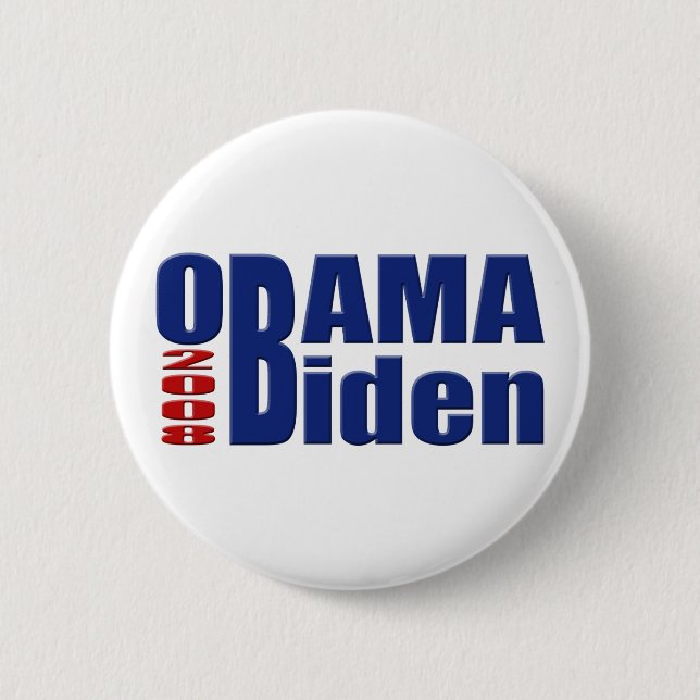 Macaron Rond 5 Cm Bouton d'Obama Biden 2008 (Devant)
