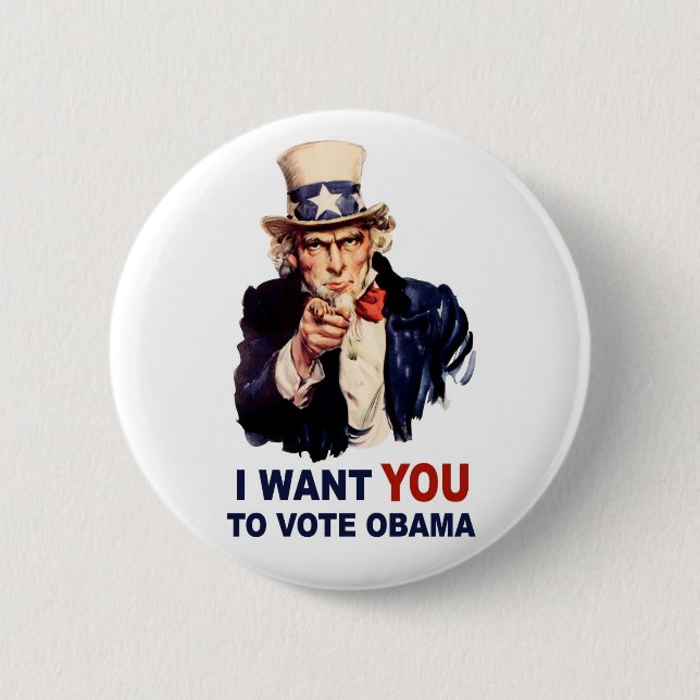 Macaron Rond 5 Cm Bouton d'Obama de vote (Devant)