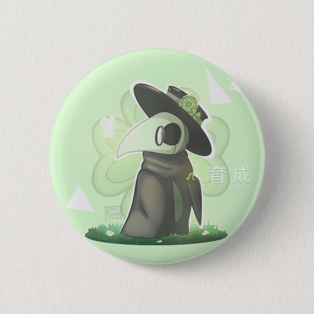 Macaron Rond 5 Cm Bouton docteur de la peste verte (Devant)