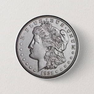 Macaron Rond 5 Cm Bouton Dollar Morgan Silver