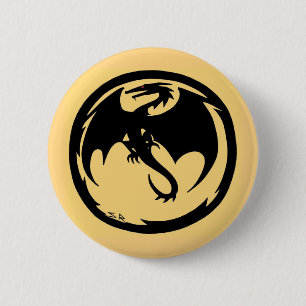 Macaron Rond 5 Cm Bouton d'or Black Dragon