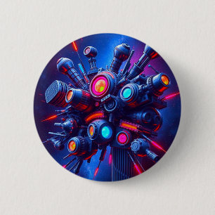 Macaron Rond 5 Cm Bouton d'orb de technologie futuriste Épingle Cy
