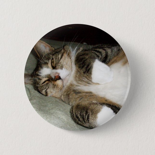 Macaron Rond 5 Cm Bouton Dormir Manx Cat (Devant)