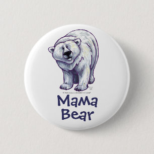 Macaron Rond 5 Cm Bouton d'ours blanc de maman Bear