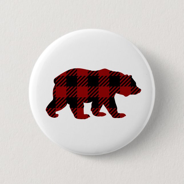 Macaron Rond 5 Cm Bouton d'ours de plaid de Buffalo (Devant)
