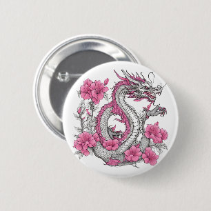 Macaron Rond 5 Cm Bouton Dragon Fleur
