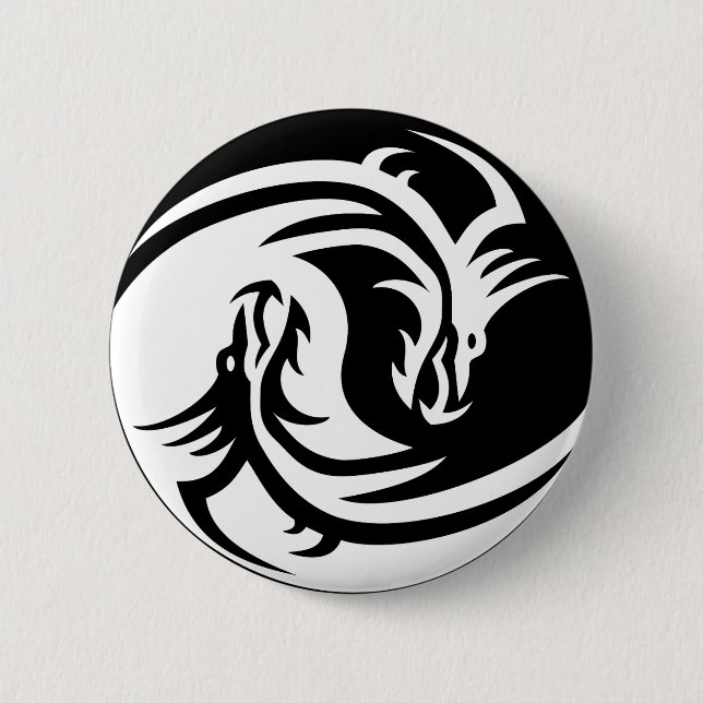 Macaron Rond 5 Cm bouton dragons yin yang (Devant)