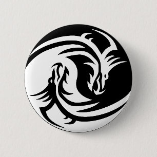 Macaron Rond 5 Cm bouton dragons yin yang