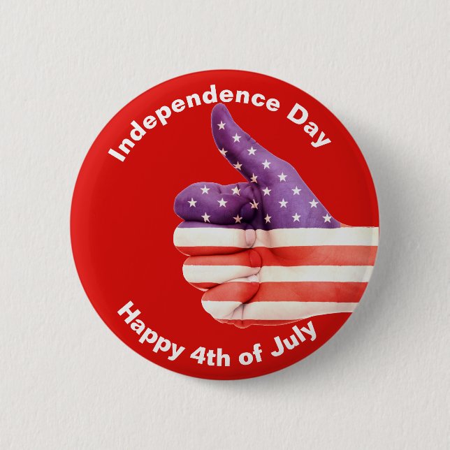 Macaron Rond 5 Cm Bouton Drapeau Américain 4 juillet Fête de l'Indép (Devant)