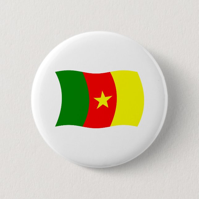 Macaron Rond 5 Cm Bouton Drapeau Cameroun (Devant)