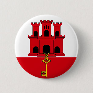 Macaron Rond 5 Cm Bouton drapeau de Gibraltar