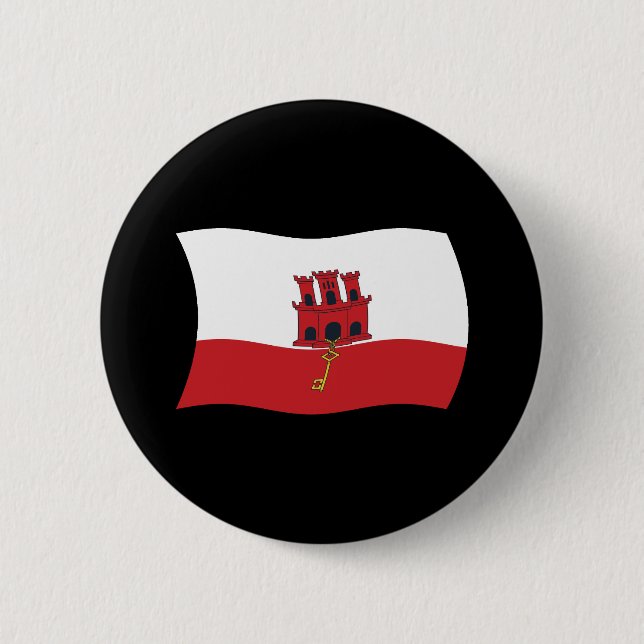 Macaron Rond 5 Cm Bouton drapeau de Gibraltar (Devant)