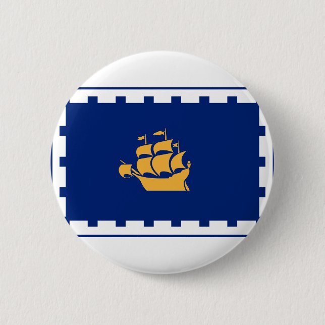 Macaron Rond 5 Cm Bouton Drapeau de Québec (Devant)