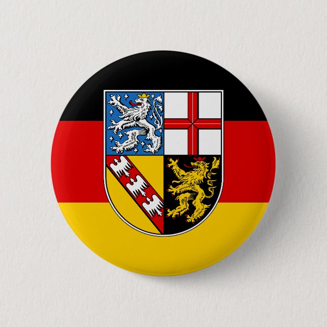 Macaron Rond 5 Cm Bouton Drapeau de Sarre (Devant)