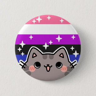 Macaron Rond 5 Cm Bouton Drapeau Genderfluide LGBT Pride