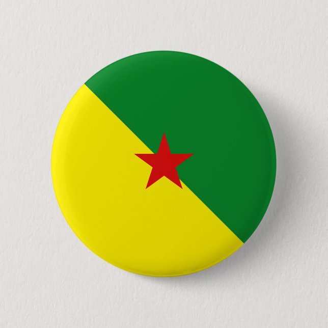 Macaron Rond 5 Cm Bouton Drapeau Guyane Fisheye (Devant)
