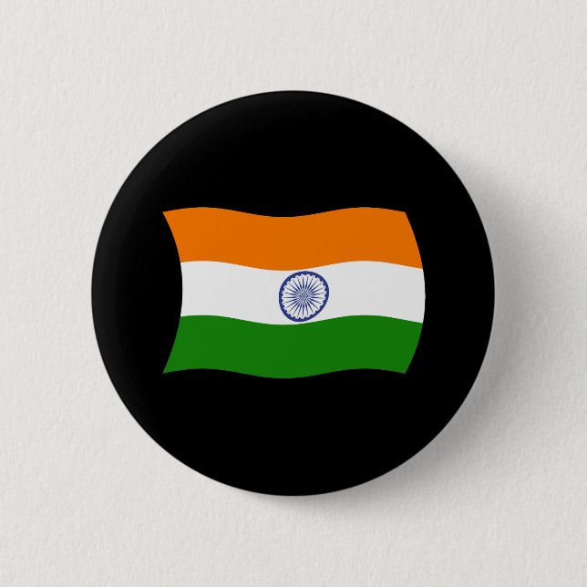 Macaron Rond 5 Cm Bouton Drapeau Inde (Devant)