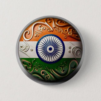 Macaron Rond 5 Cm Bouton Drapeau Indien