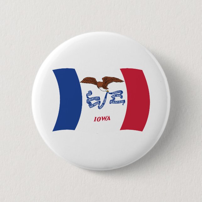 Macaron Rond 5 Cm Bouton Drapeau Iowa (Devant)
