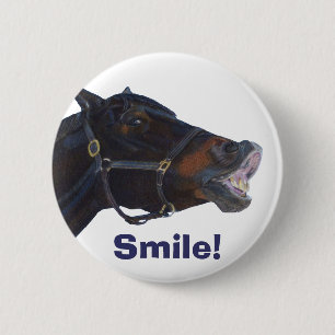 Macaron Rond 5 Cm Bouton drôle de sourire de cheval