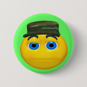 Macaron Rond 5 Cm Bouton drôle militaire d'anniversaire de visage