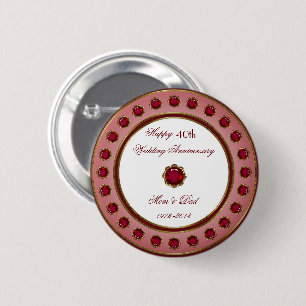 Macaron Rond 5 Cm Bouton du 40e anniversaire Mariage