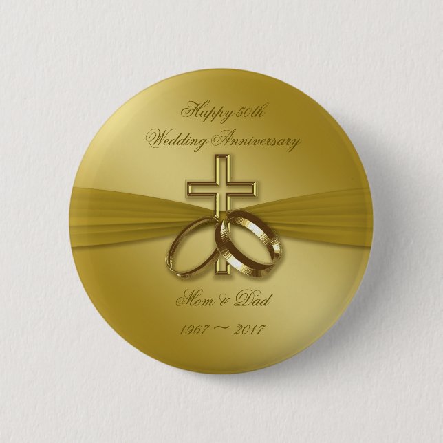 Macaron Rond 5 Cm Bouton du 50e anniversaire du Mariage (Devant)