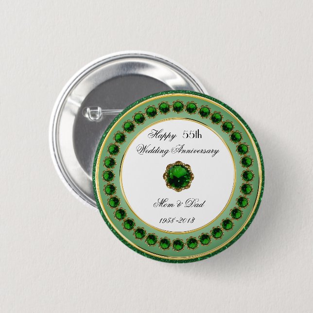 Macaron Rond 5 Cm Bouton du 55e anniversaire du Mariage (Devant & derrière)