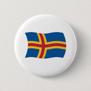Macaron Rond 5 Cm Bouton du drapeau d'Aland