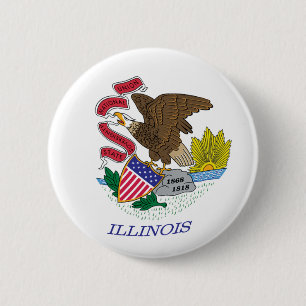 Macaron Rond 5 Cm Bouton du drapeau de l'Illinois