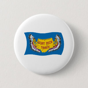 Macaron Rond 5 Cm Bouton du drapeau des Assiniboines de Fort Peck