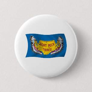 Macaron Rond 5 Cm Bouton du drapeau des Assiniboines de Fort Peck