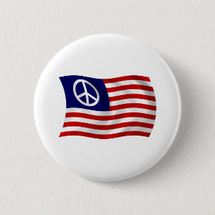 Macaron Rond 5 Cm Bouton du drapeau des signes de paix américains