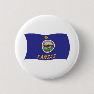 Macaron Rond 5 Cm Bouton du drapeau du Kansas