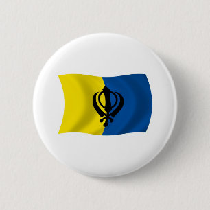 Macaron Rond 5 Cm Bouton du drapeau du sikhisme